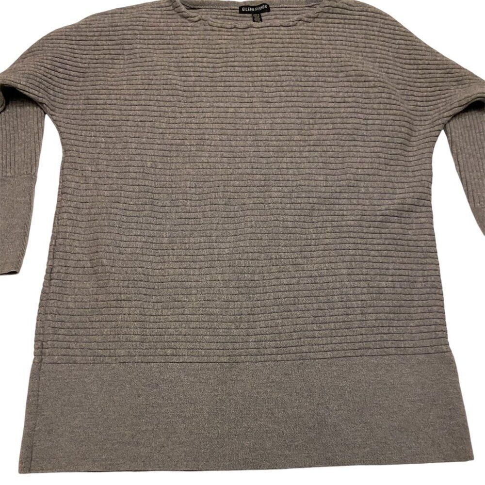 Eileen Fisher Merino Wool Tunic Sweater, Size XS, Gray, Long Sleeve Lightweight